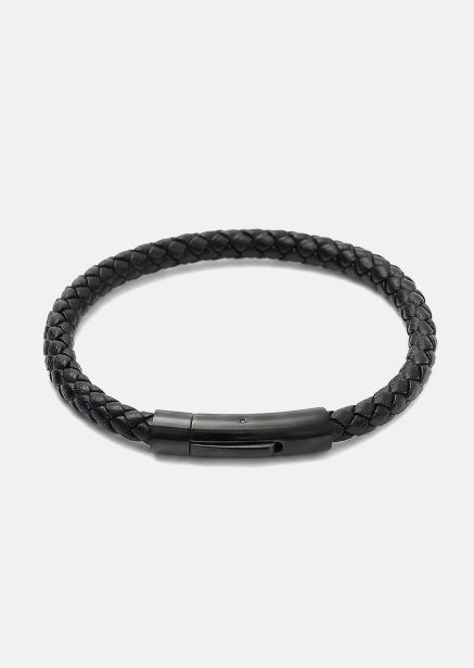 Læderarmbånd Onyx Weave