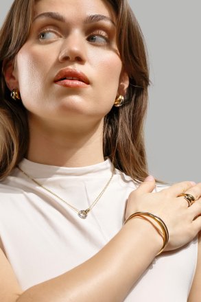 Ørering Dual Wave - 18k Forgyldt