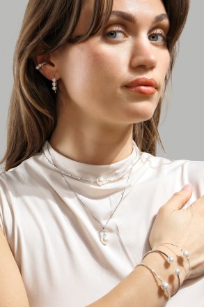 Pearl End Cuff Bracelet - Forsølvet
