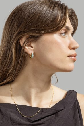 Ørering Turquoise Crystal Bold Hoops - 18k Forgyldt