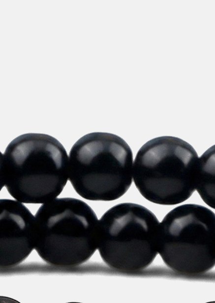 Perlearmbånd Obsidian Halo