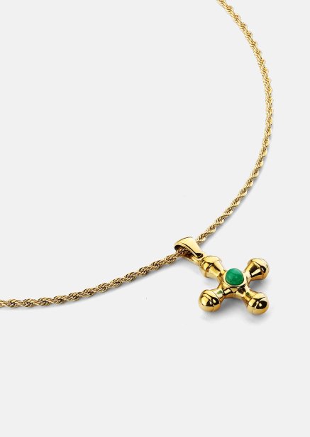 Emerald Cross Green Halskæde – 18k Forgyldt