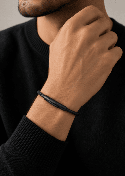 Læderarmbånd Obsidian Link