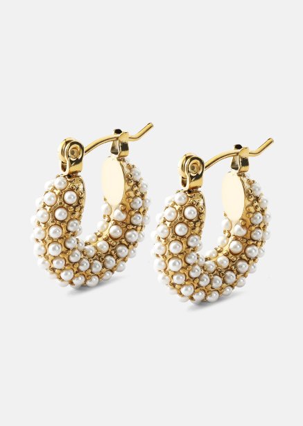 Chunky Pearl Hoop Ørering - 18k Forgyldt