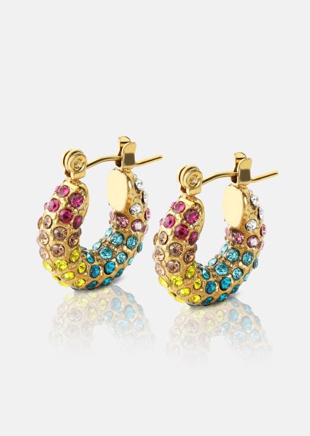 Colored Pearl Hoop Ørering - 18k Forgyldt