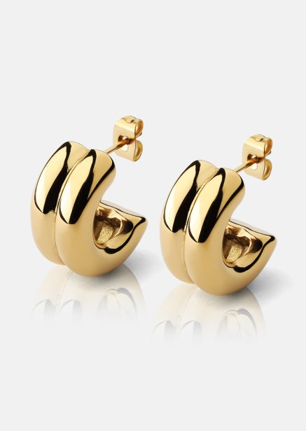 Ørering Bold Curve - 18k Forgyldt