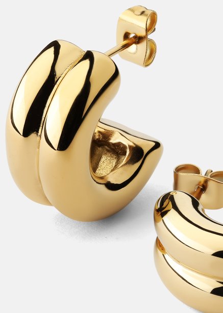 Ørering Bold Curve - 18k Forgyldt