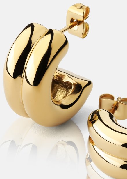 Ørering Bold Curve - 18k Forgyldt