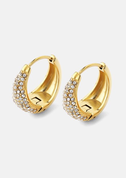 Ørering White Crystal Bold Hoops - 18k Forgyldt