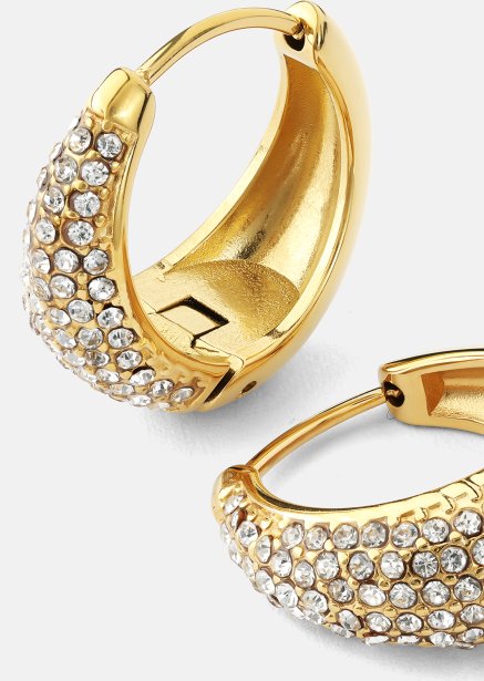 Ørering White Crystal Bold Hoops - 18k Forgyldt