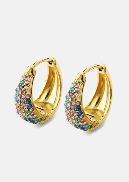 Ørering Multicolor Crystal Bold Hoops - 18k Forgyldt
