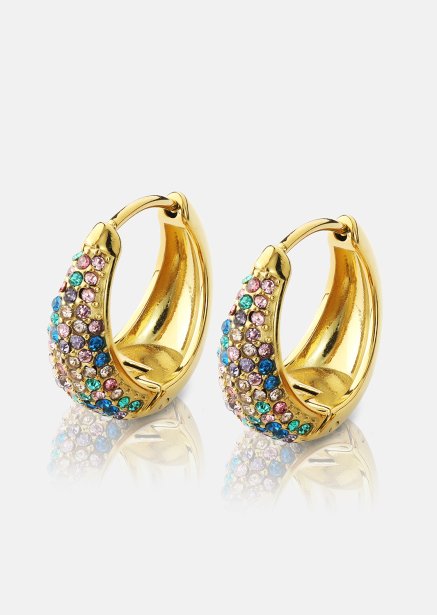 Ørering Multicolor Crystal Bold Hoops - 18k Forgyldt
