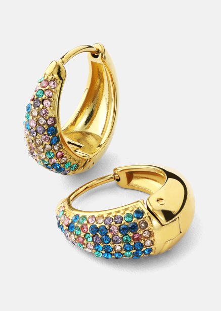 Ørering Multicolor Crystal Bold Hoops - 18k Forgyldt