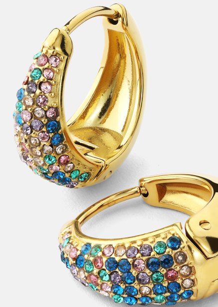 Ørering Multicolor Crystal Bold Hoops - 18k Forgyldt