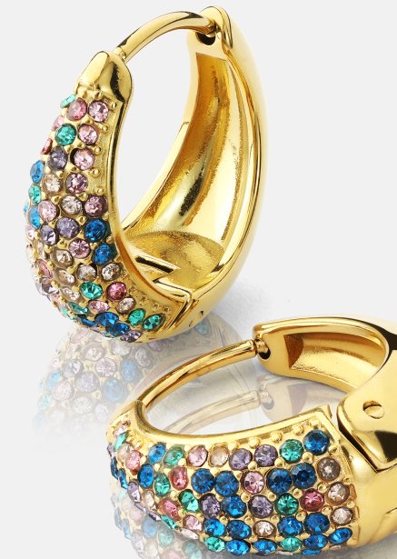 Ørering Multicolor Crystal Bold Hoops - 18k Forgyldt