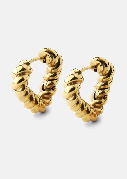 Øreringe Twisted Heart – 18k Forgyldte