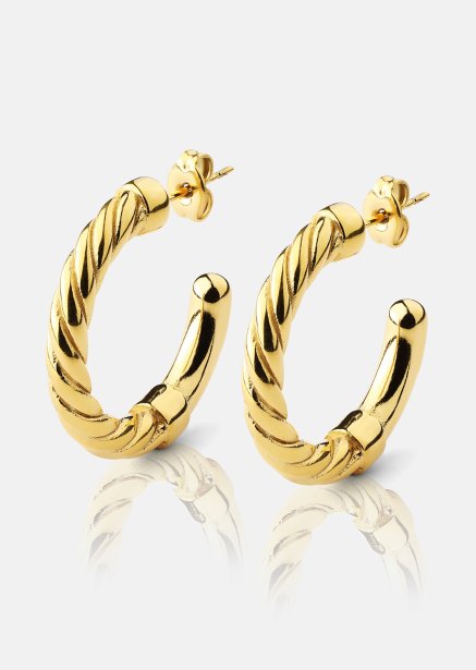  Øreringe Twistade Hoops – 18k Gold Plated
