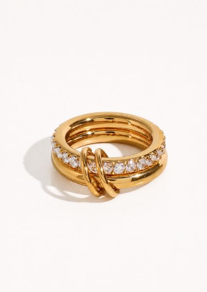 Ring Stacked Crystal - 18k guldbelagt