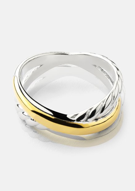 Ring Golden Silver Twist - 18k Forgyldt