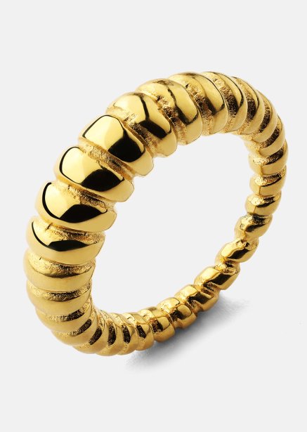 Ring Bold Ribbed - 18k guldbelagt