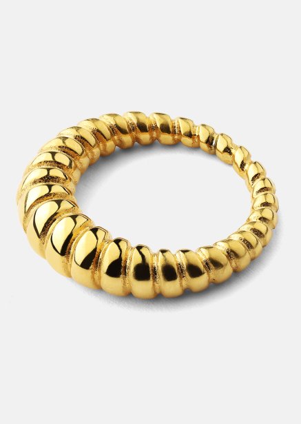 Ring Bold Ribbed - 18k guldbelagt