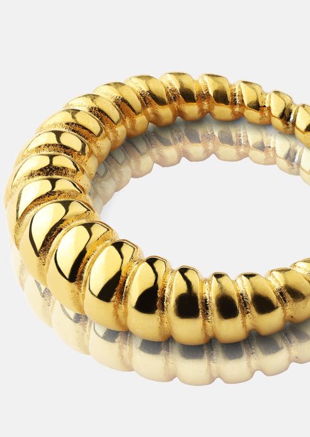 Ring Bold Ribbed - 18k guldbelagt