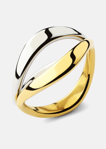 Ring Bicolor Wave - 18k Forgyldt