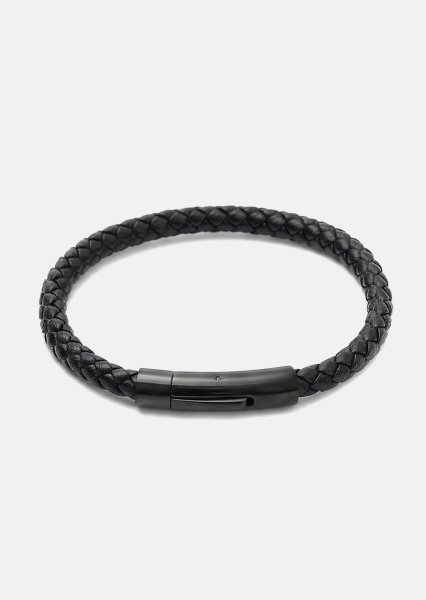 Læderarmbånd Onyx Weave