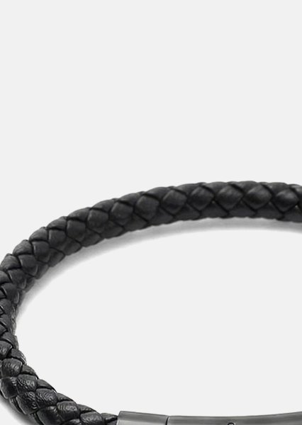 Læderarmbånd Onyx Weave