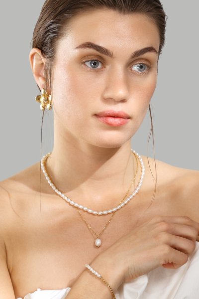 Halskæde Duo Pearl & Gold - 18k Forgyldt