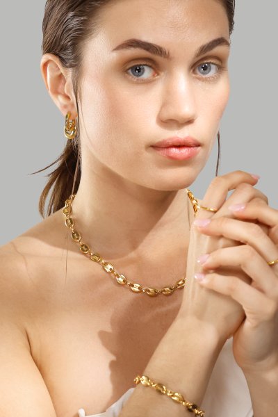 Øreringe Chunky Link – 18k Forgyldte