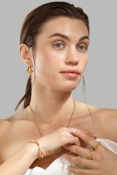 Armbånd Wave Cuff - 18k Forgyldt