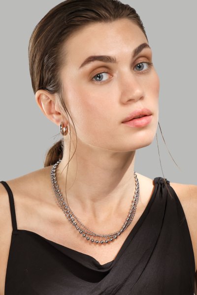 Halskæde Layered Shine – Forsølvet