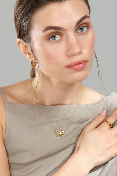 Halskæde Golden Bow - 18k Forgyldt