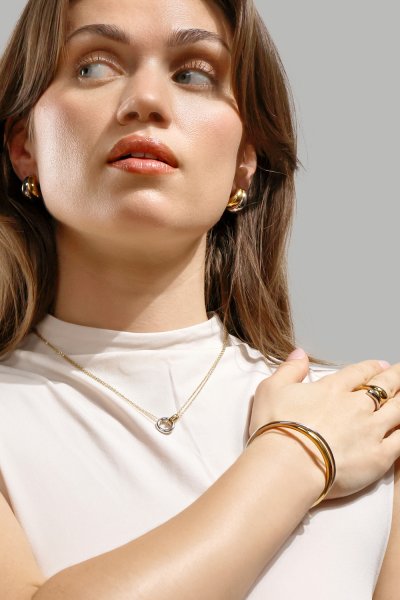 Ørering Dual Wave - 18k Forgyldt
