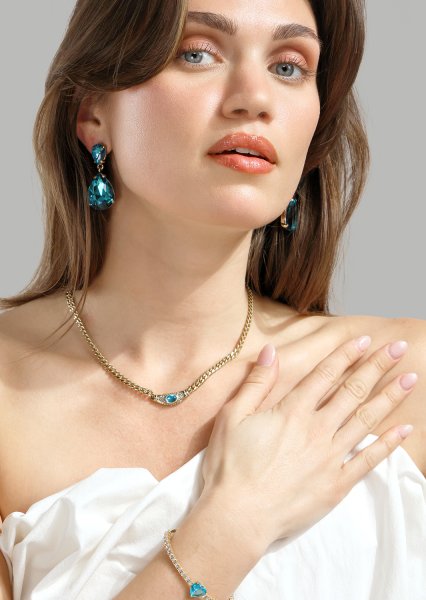 Azulora Icy Blue Øreringe – 18k Forgyldte