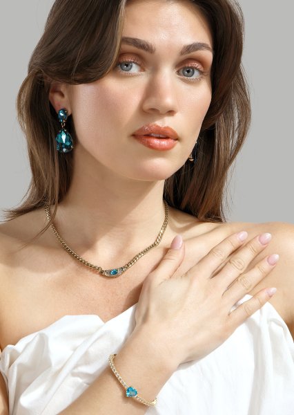 Azulora Icy Blue Øreringe – 18k Forgyldte
