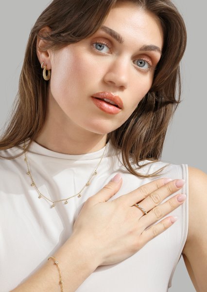 Ørering Crystal Circle - 18k Forgyldt