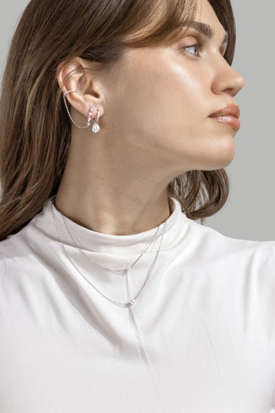 Pearl Charm Øreringe – Forsølvede