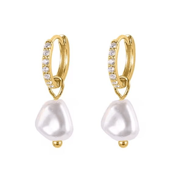 Pearl Charm Øreringe – 18k Forgyldte