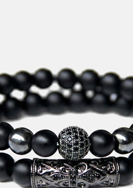 Perlearmbånd Obsidian Crown