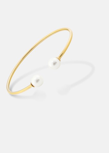Pearl End Cuff Bracelet - 18k Forgyldt