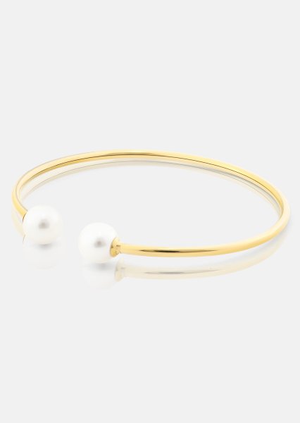 Pearl End Cuff Bracelet - 18k Forgyldt