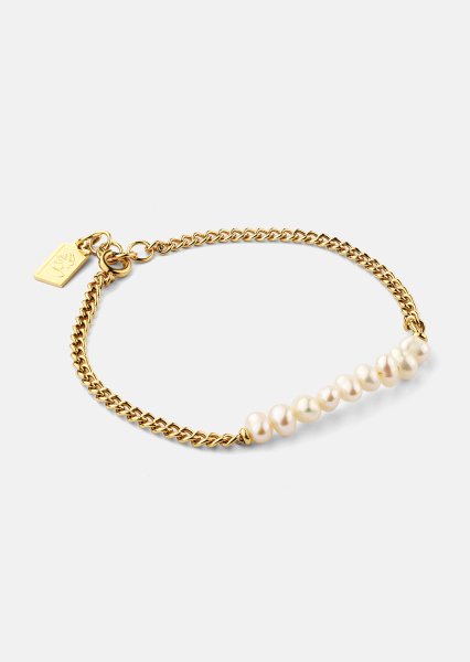 Armbånd Golden Pearl Chain - 18k Forgyldt