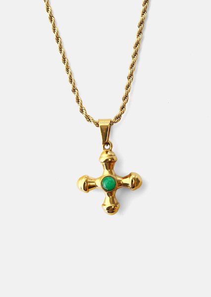 Emerald Cross Green Halskæde – 18k Forgyldt