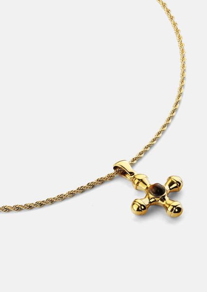 Emerald Cross Brown Halskæde – 18k Forgyldt