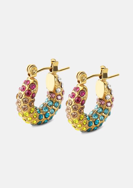 Colored Pearl Hoop Ørering - 18k Forgyldt