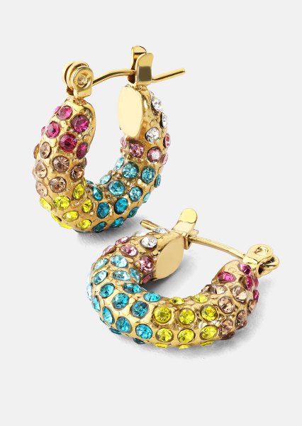 Colored Pearl Hoop Ørering - 18k Forgyldt