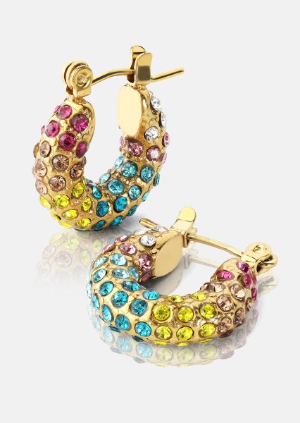 Colored Pearl Hoop Ørering - 18k Forgyldt