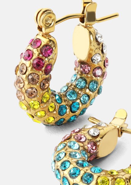 Colored Pearl Hoop Ørering - 18k Forgyldt